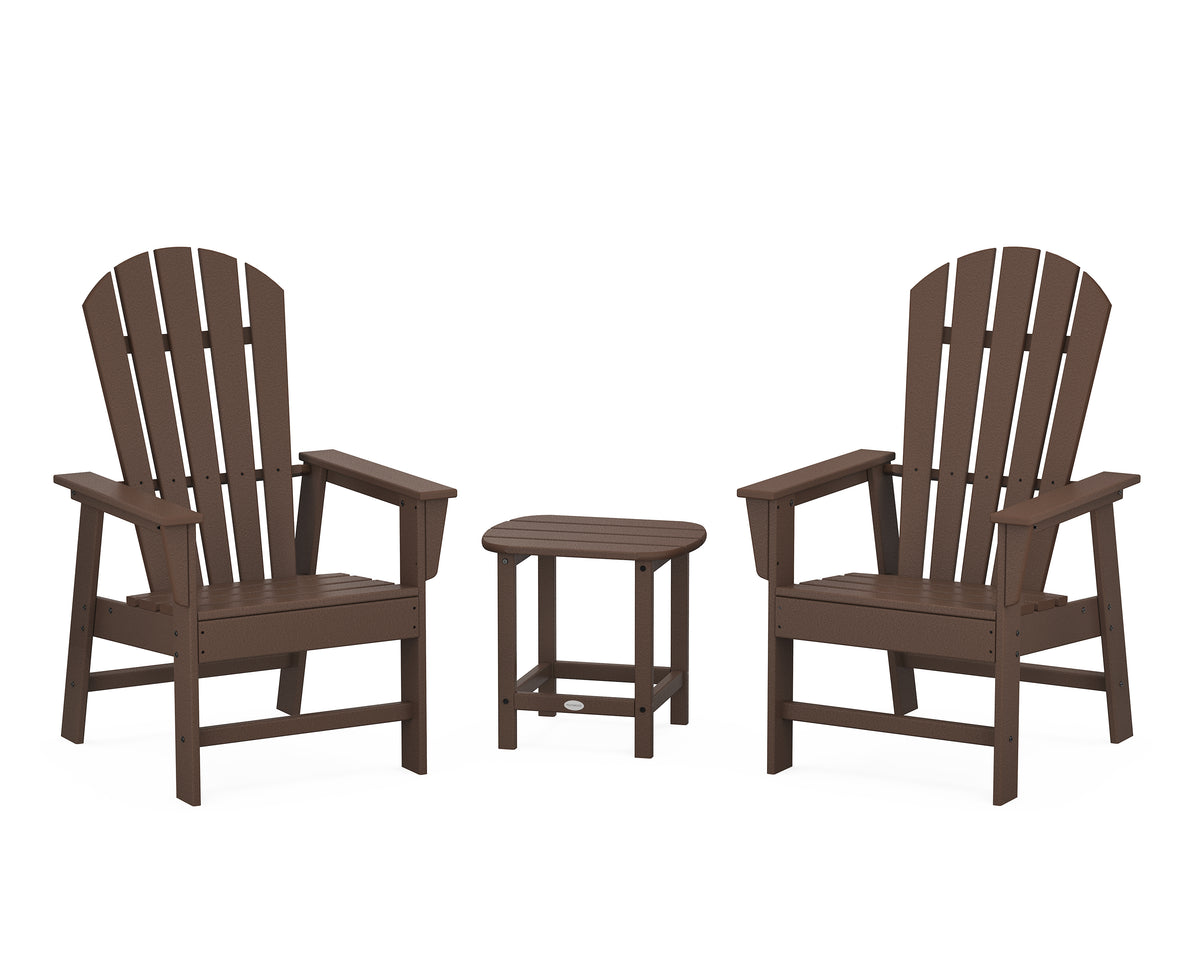 POLYWOOD South Beach Casual Chair 3-Piece Set with 18" South Beach Side Table in Mahogany