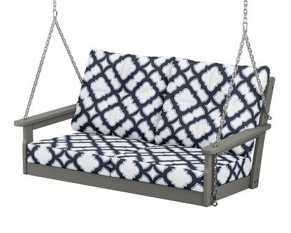 POLYWOOD Vineyard Deep Seating Swing in Slate Grey / Trellis Marine Indigo