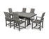 POLYWOOD Modern Adirondack 7-Piece Farmhouse Dining Set with Trestle Legs in Slate Grey