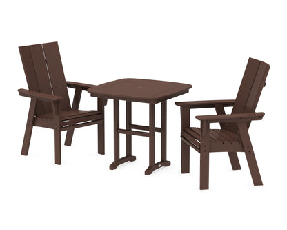 POLYWOOD Modern Curveback Adirondack 3-Piece Dining Set in Mahogany