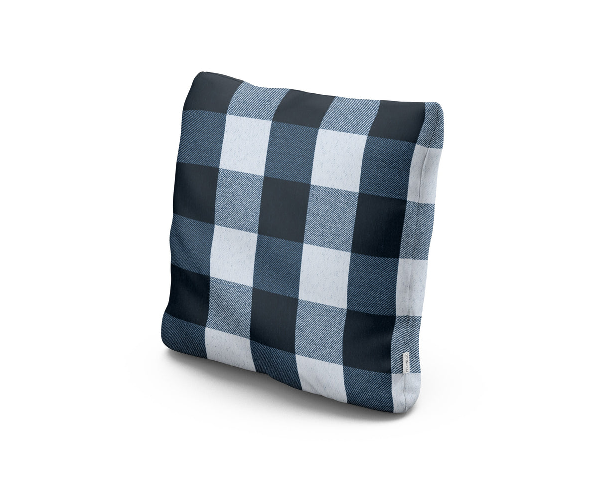 POLYWOOD 18" Outdoor Throw Pillow in Buffalo Plaid Marine Indigo