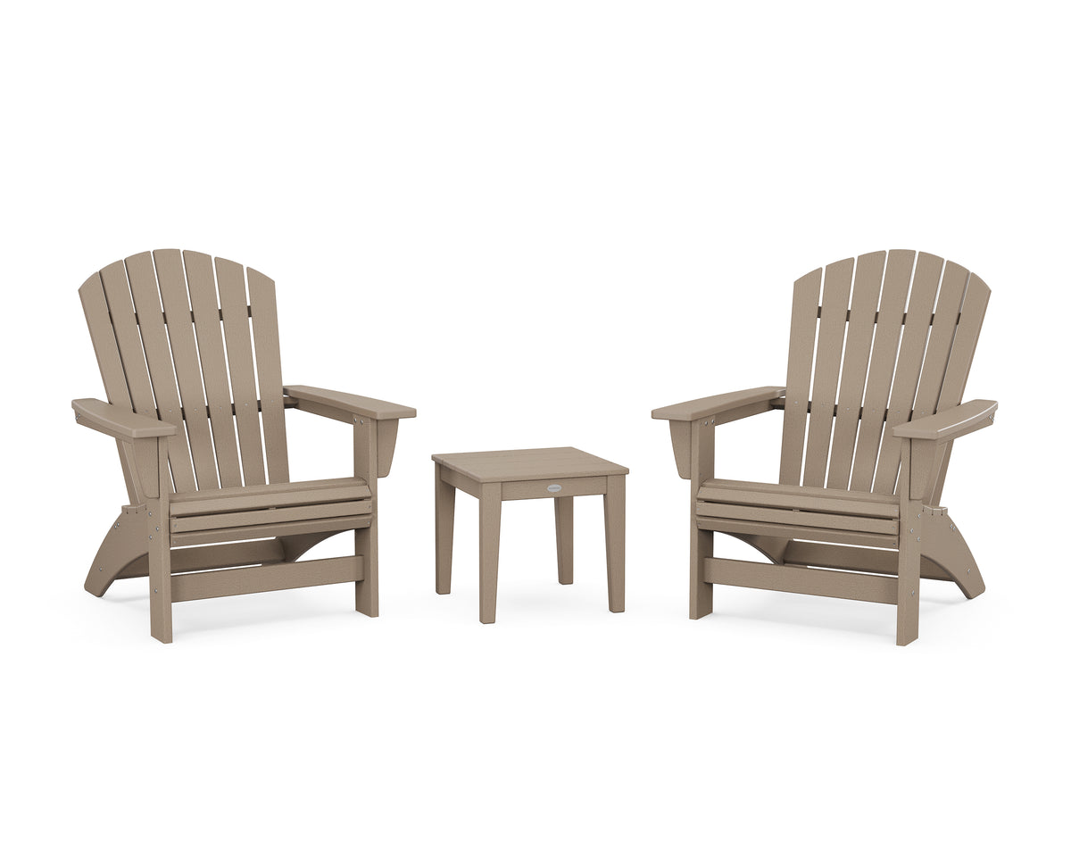POLYWOOD 3-Piece Nautical Grand Adirondack Set in Vintage Sahara