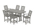 POLYWOOD Chinoiserie 7-Piece Counter Set with Trestle Legs in Slate Grey