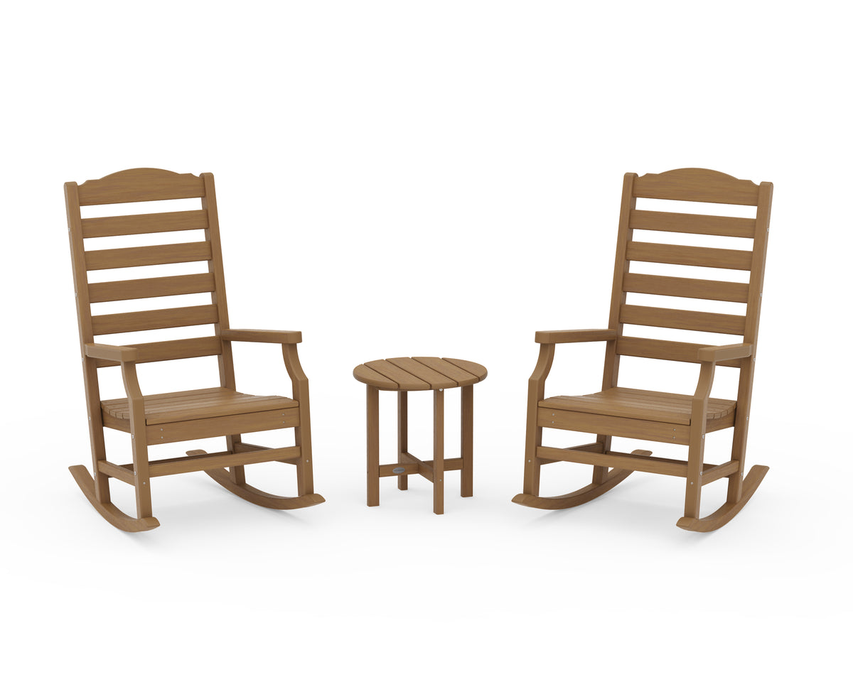 POLYWOOD Savannah 3-Piece Rocking Chair Set in Natural