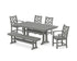 POLYWOOD Chippendale 6-Piece Farmhouse Dining Set with Trestle Legs in Slate Grey