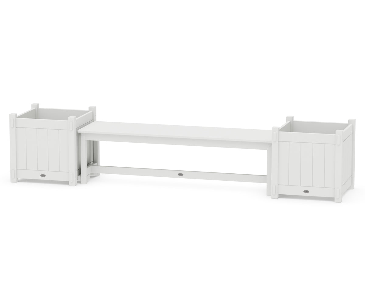 POLYWOOD 60" Vineyard Straight Planter Bench Set - Large in White