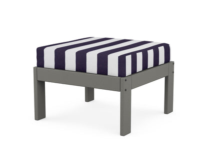 POLYWOOD Vineyard Modular Ottoman in Slate Grey / Cabana Stripe Navy