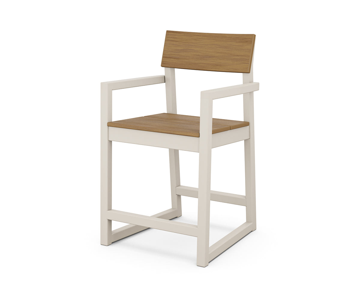 POLYWOOD EDGE Counter Arm Chair in Sand / Natural