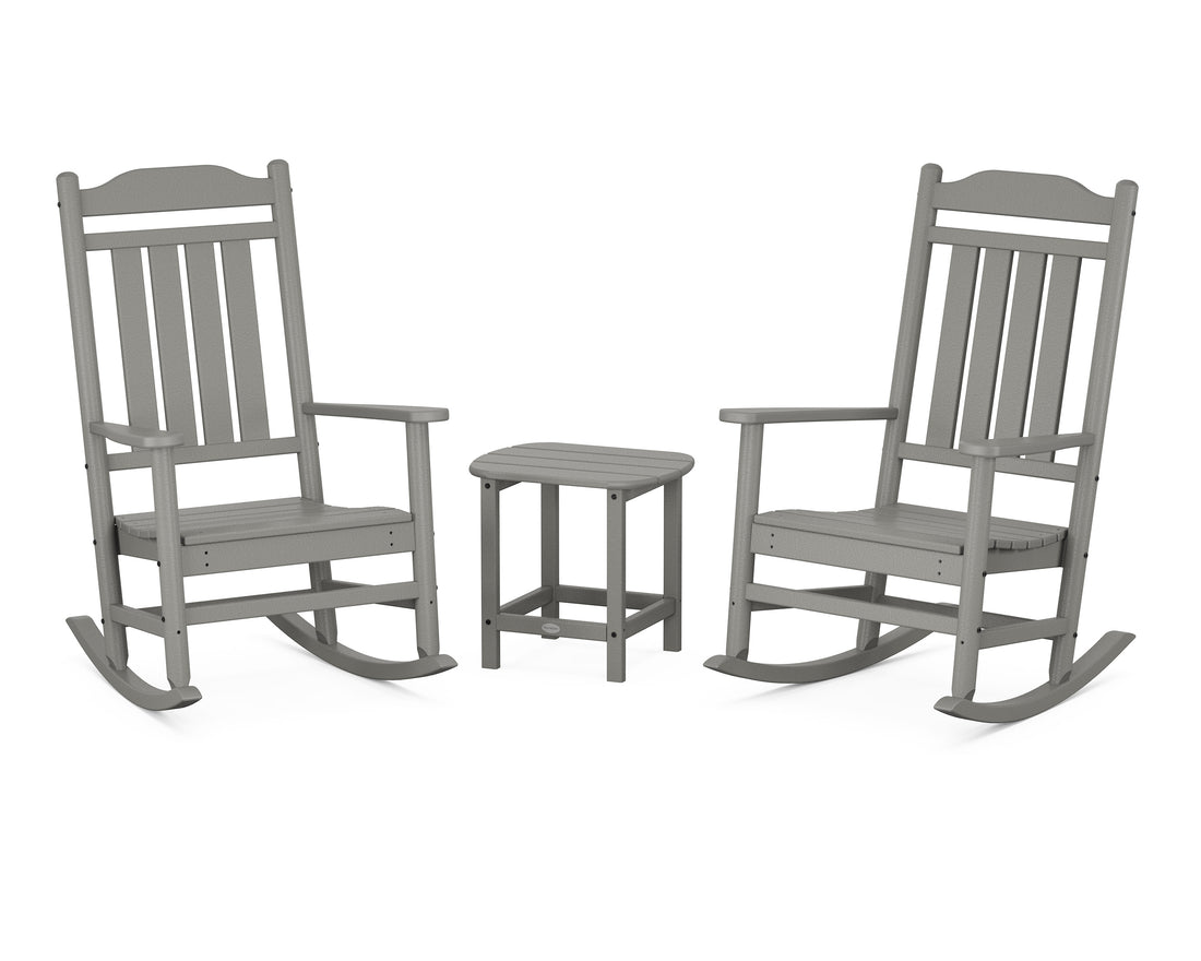 POLYWOOD Cottage Legacy Rocking Chair 3-Piece Set in Slate Grey