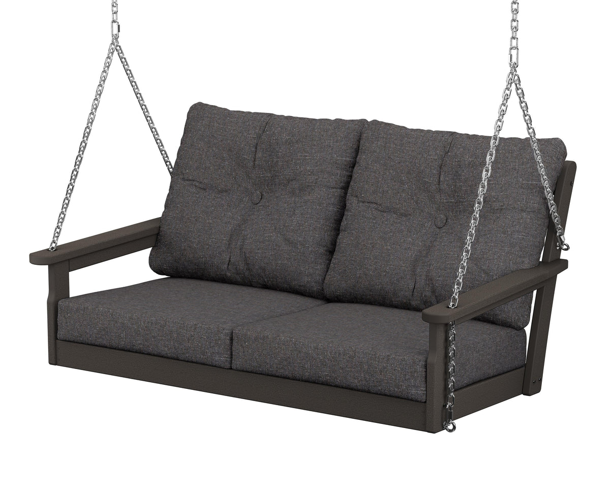 POLYWOOD Vineyard Deep Seating Swing in Vintage Coffee / Ash Charcoal