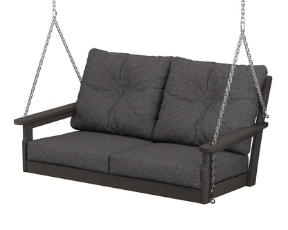 POLYWOOD Vineyard Deep Seating Swing in Vintage Coffee / Ash Charcoal
