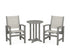 POLYWOOD Coastal 3-Piece Round Bistro Dining Set in Slate Grey / Birch