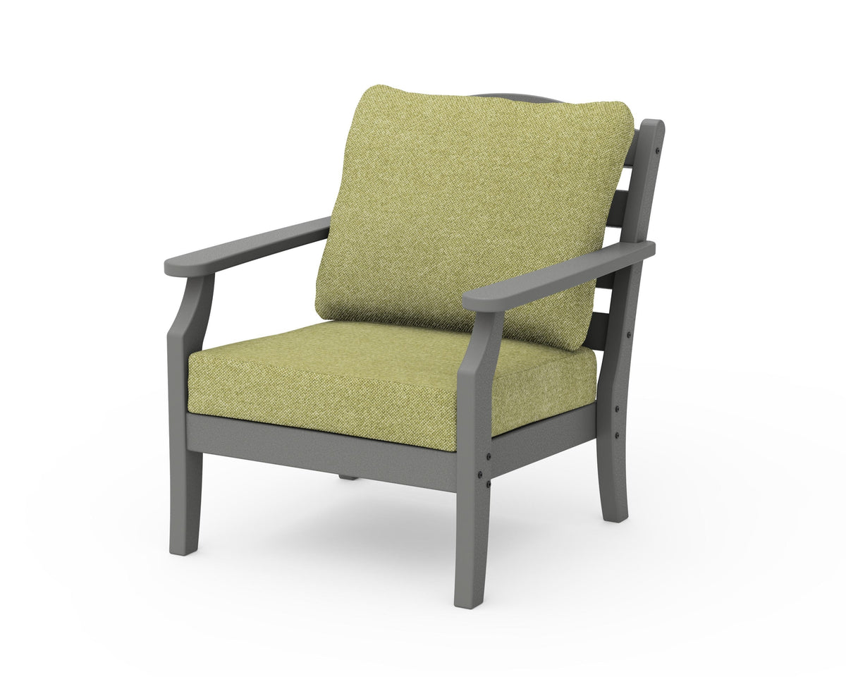 POLYWOOD Savannah Deep Seating Chair in Slate Grey / Chartreuse Boucle