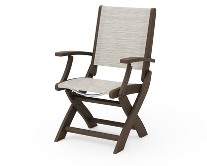 POLYWOOD Coastal Folding Chair in Kona with Kona arms and Birch sling