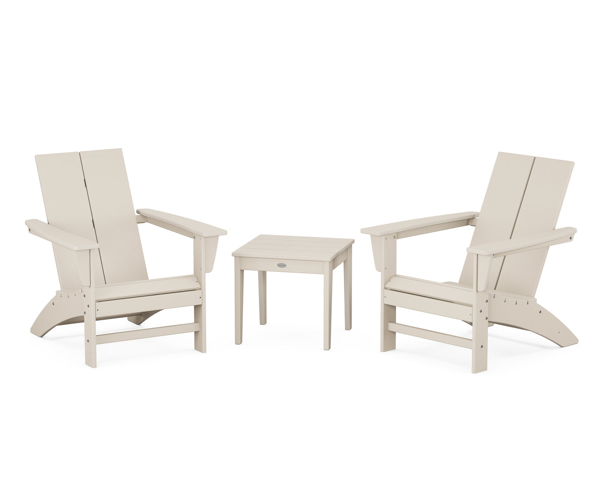 POLYWOOD Country Living Cottage Modern Adirondack Chair 3-Piece Set in Sand