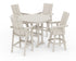 POLYWOOD Modern Adirondack 5-Piece Nautical Trestle Round Bar Set with Swivels in Sand