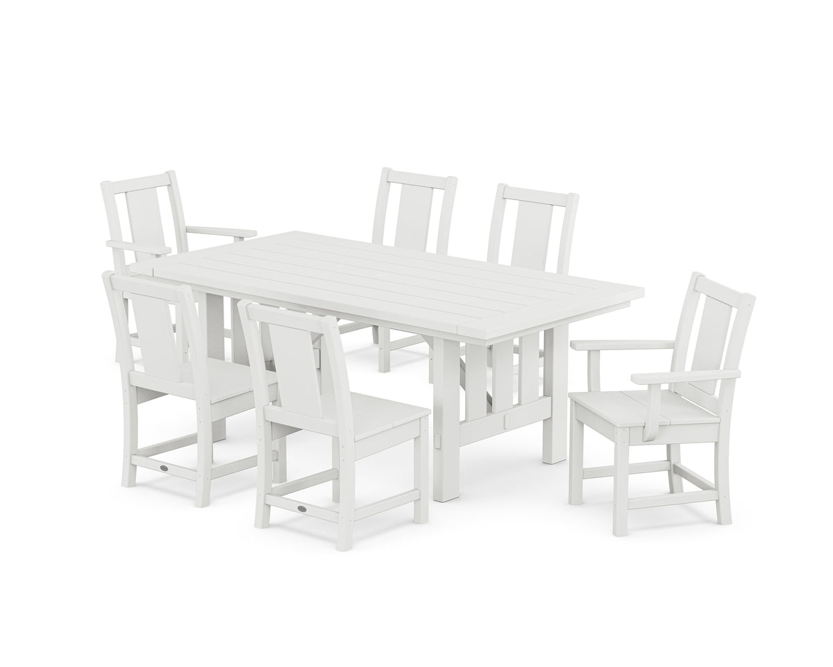POLYWOOD Prairie 7-Piece Dining Set with Mission Table in White