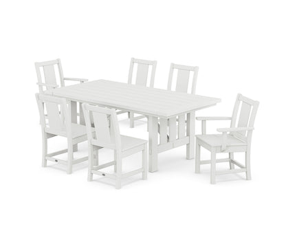 POLYWOOD Prairie 7-Piece Dining Set with Mission Table in White