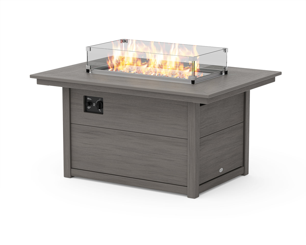 POLYWOOD Rectangle 34"x46" Fire Pit Table in Driftwood