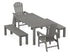 POLYWOOD South Beach 5-Piece Parsons Dining Set with Benches in Slate Grey