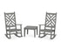POLYWOOD Chippendale 3-Piece Rocking Chair Set in Slate Grey