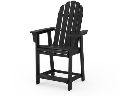 POLYWOOD Vineyard Curveback Adirondack Counter Chair in Black