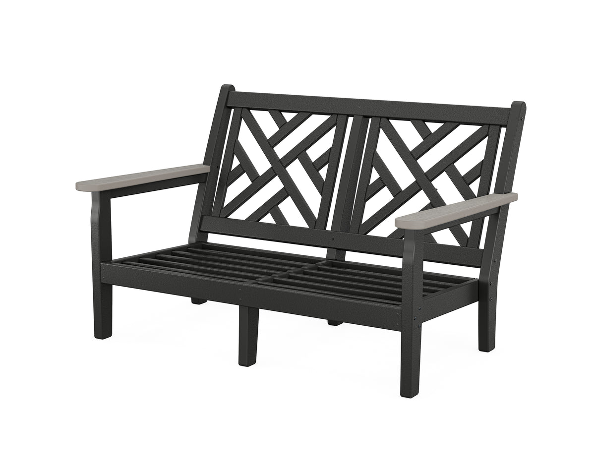 POLYWOOD Chippendale Deep Seating Loveseat Frame in Black / Driftwood