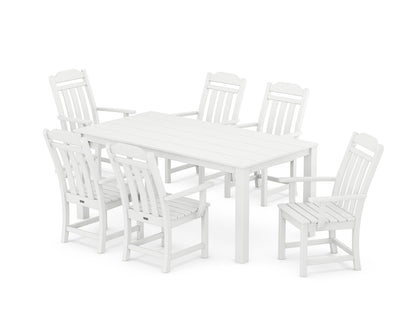 POLYWOOD Cottage Arm Chair 7-Piece Parsons Dining Set in White