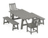 POLYWOOD Vineyard 5-Piece Rustic Farmhouse Dining Set with Benches in Slate Grey