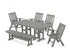 POLYWOOD Vineyard Folding Chair 6-Piece Farmhouse Dining Set with Bench in Slate Grey