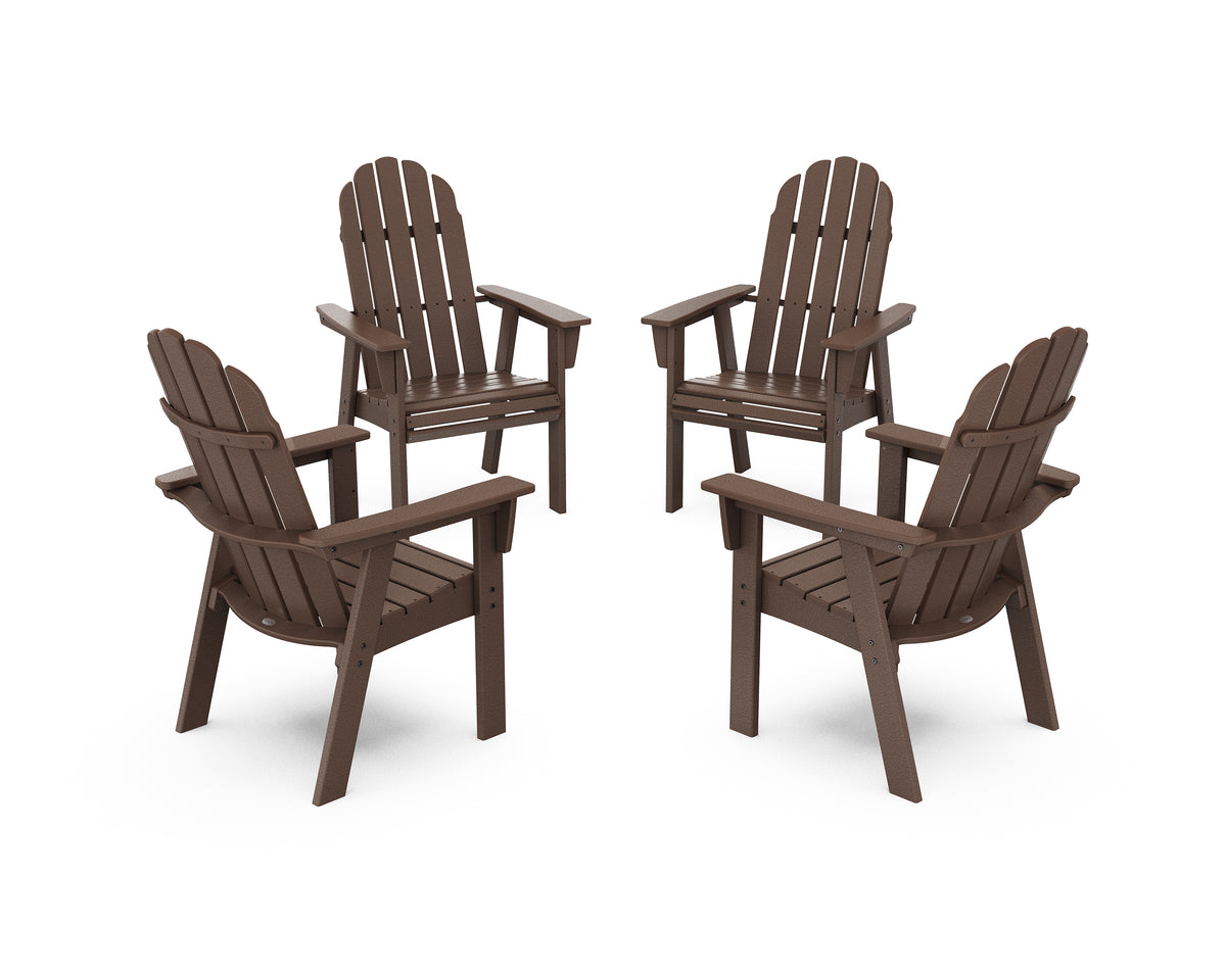 POLYWOOD Vineyard 4-Piece Curveback Upright Adirondack Conversation Set in Mahogany