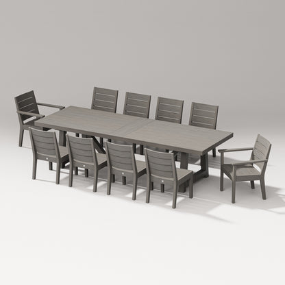 POLYWOOD Latitude 11-Piece A-Frame Table Dining Set - 120" Table in Driftwood