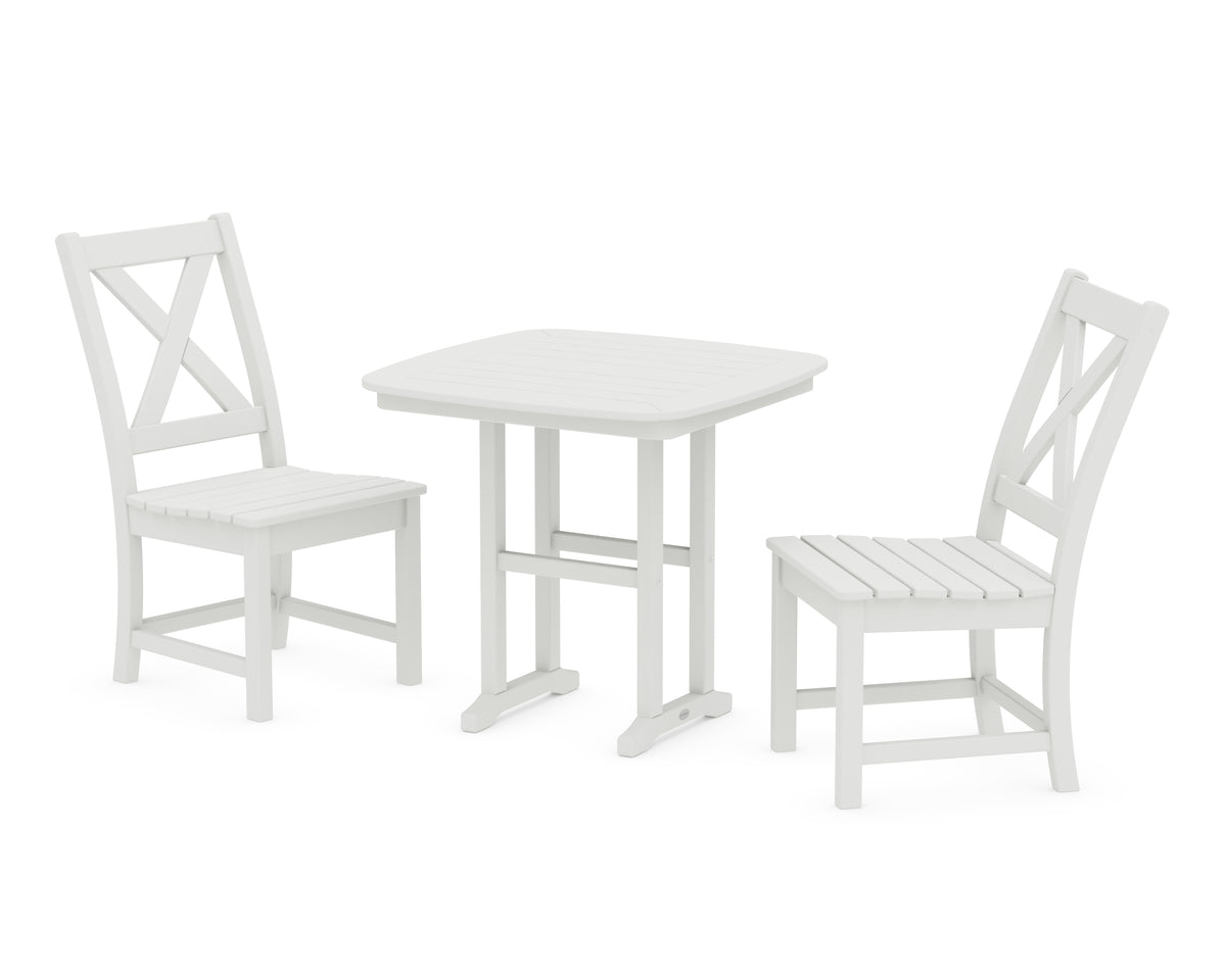 POLYWOOD Braxton Side Chair 3-Piece Dining Set in Vintage White