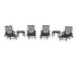 POLYWOOD Chippendale 6-Piece Chaise Set with Arms and Wheels in Black