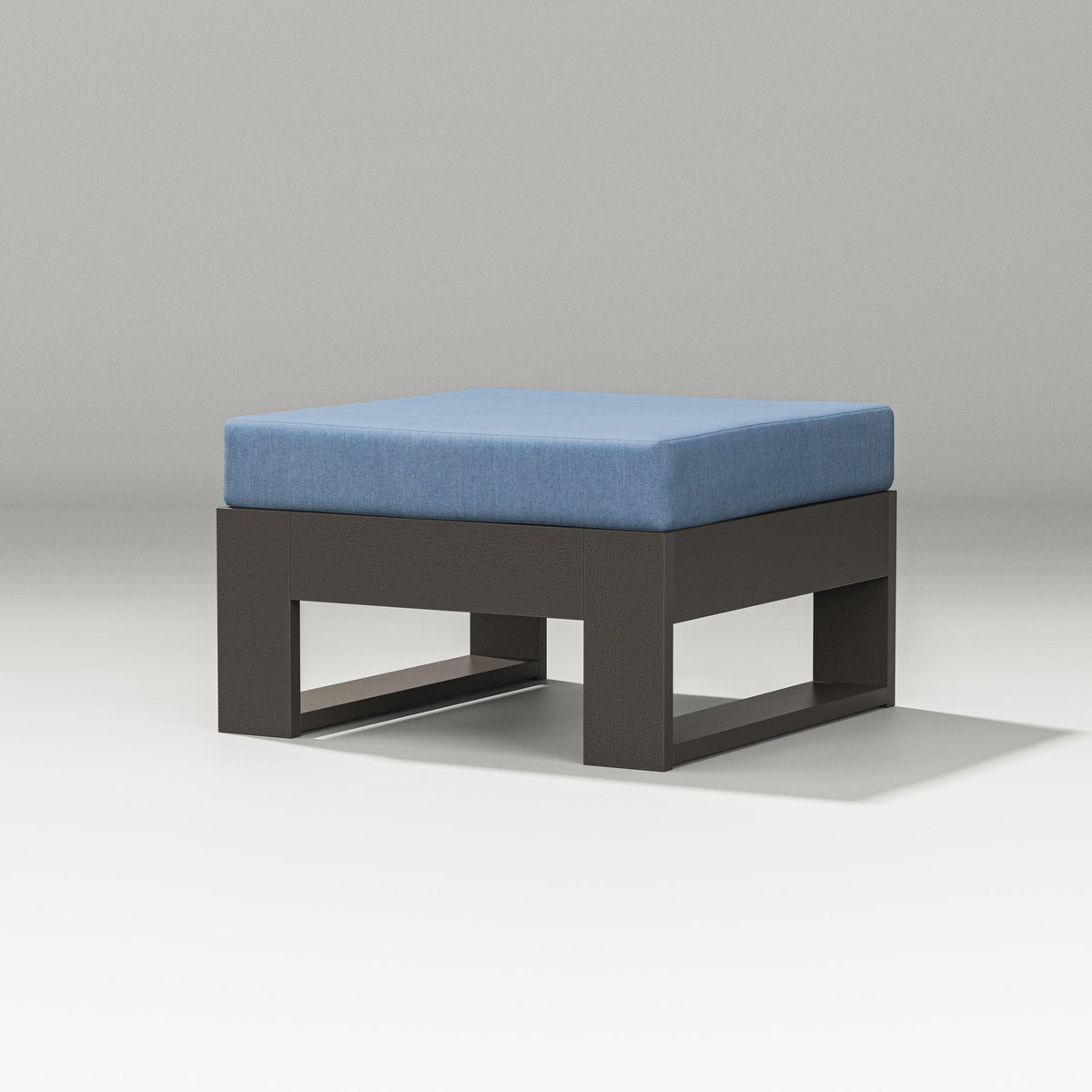 POLYWOOD Latitude Lounge Ottoman in Vintage Coffee / Sky Blue