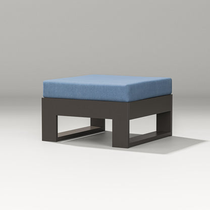 POLYWOOD Latitude Lounge Ottoman in Vintage Coffee / Sky Blue